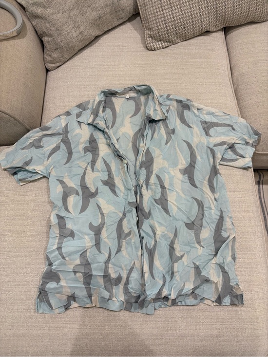 Perry Ellis Other - Perry Ellis Blue, Gray and White Short Sleeve Button-Down Shirt